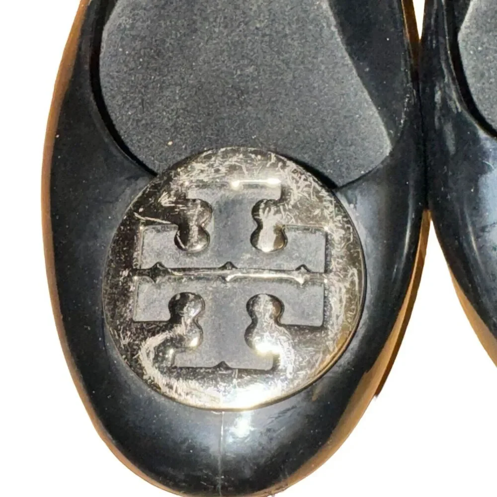 Tory Burch Reva Travel Ballet Flats Women's Size 7 Navy Blue Jelly Slip On Shoes